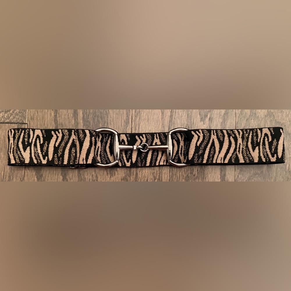 Esprit Black and Cream Zebra Pattern Belt